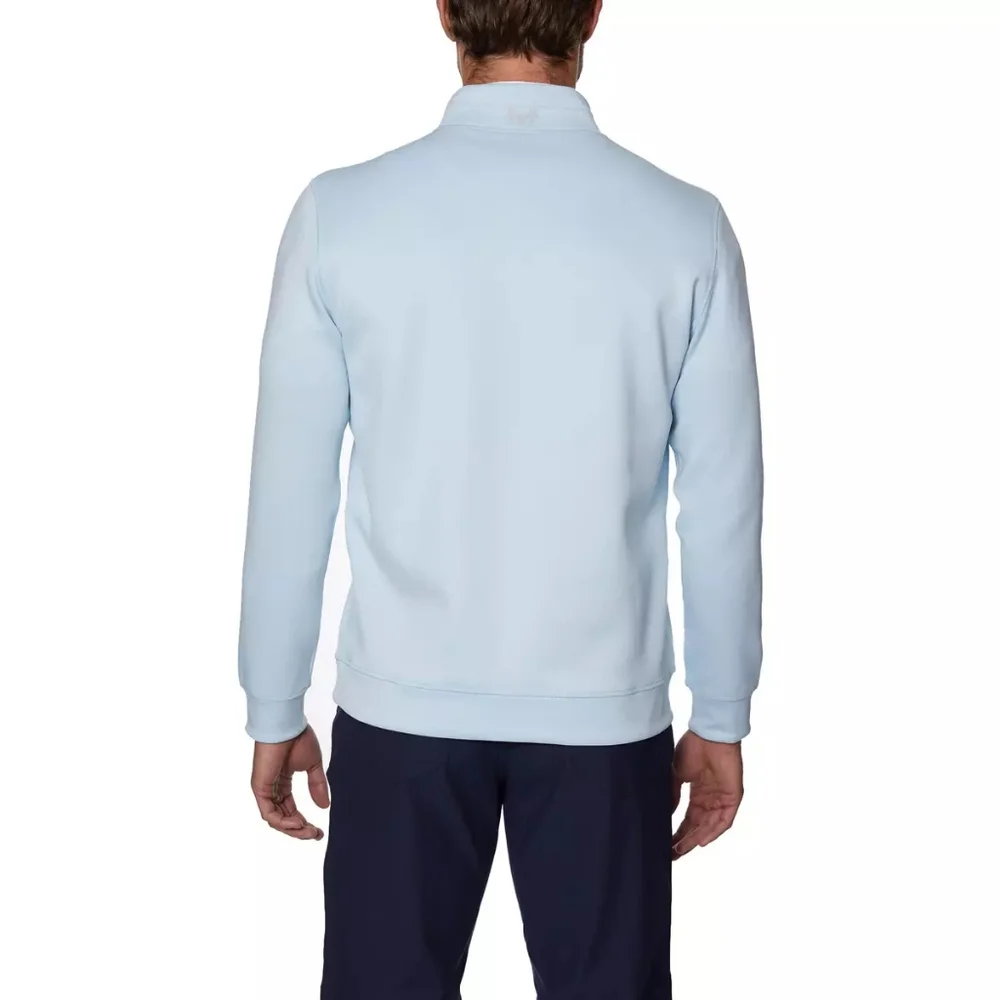 Hickey Freeman Blue Zip Up Sweater with Standing Collar